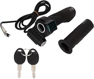 Throttle Twist Grip with Green Digital Display, Universal Electric Bike Throttle Handle Grip, Real -
