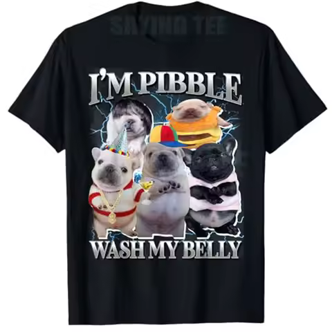 Funny Pibble Dog Meme Brainrot Wash My Belly T-Shirt Y2k Humor I'm Pibble Sarcastic Joke Saying Tee