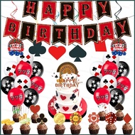 GR9 Poker Casino Movie Nights Themed Decoration Celebrate Party Tablecloth Banner Paper Plate Dispos