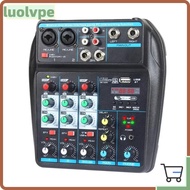 LUOLVUO Audio Mixer, 4-Channel with 48V Phantom Power DJ Console Mixer, Bluetooth Portable Monitor K