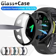 Glass Watch Case for Garmin Forerunner 970 570 42mm 47mm Tempered Glass Screen Protector Hard PC Pro