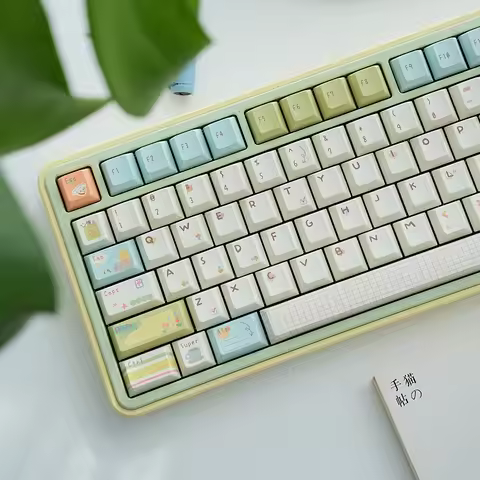 FBB Keycap Notebook PBT Sublimation Enrong 1.7MM Customized Mechanical Keyboard Cute Style Milk Whit
