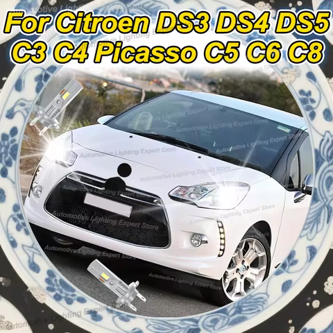 2Pcs LED Low Beam Headlight 30000LM For Citroen DS3 DS4 DS5 C3 C4 Picasso C5 C6 C8