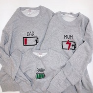 (免費改字) 長袖/短袖 電量親子裝 衛衣