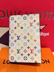 Louis Vuitton LV x Takashi Murakami 白三彩翻蓋護照包