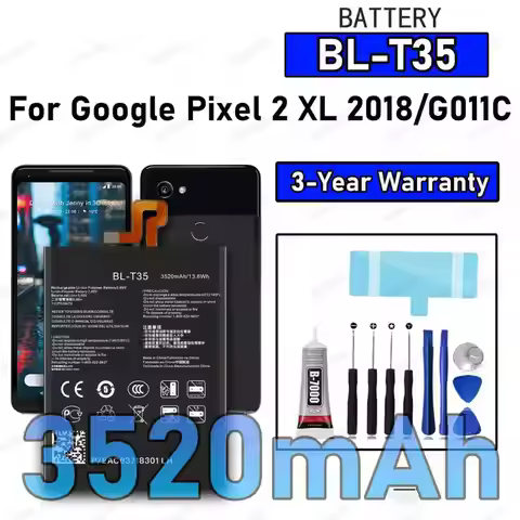 100% New High Quality BL-T35 Battery For Google Pixel 2XL 2018/G011C Replacement Battery Bateria+Fre