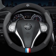 Car Steering Wheel Cover Leather For Nissan Almera X-Trail Grand Livina Navara Serena C27 Qashqai Te