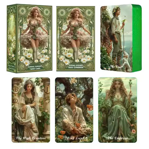 Tarot Cards for Beginners with Guidebook, Spring Sprout Tarot Deck, 80 Oracle and Tarot Cards, Cards