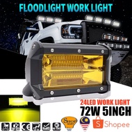 72w 24 Led Car Fog Lamp Work Light Bar DRL Daylight Sportlight Spot Lights Bulb Lampu Kereta