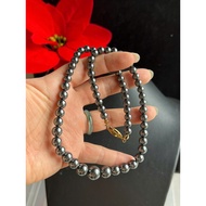 Hematit blood pressure stone necklace, good for health, round beads, 6.5 to 12 mm long, 46 cm long, 