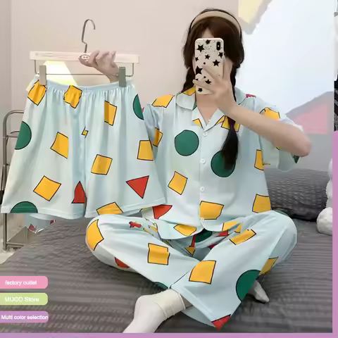 NEW Pijama Sin Chan Man Pajama Sinchan Cotton Summer Short Sets Japanese Pajamas for Couples Man and