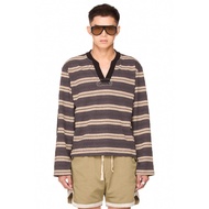 V-neck long-sleeved T-shirt - BEUTER STRIPED ELBOW PATCH SWEATER - DARK GRAY