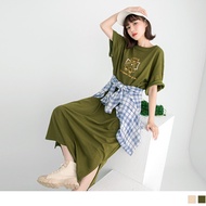 OB DESIGN ★ COTTON BEAR PRINTED SHORT SLEEVE MAXI DRESS ★ 2 COLOR ★ F-XL SIZE ★ PLUS SIZE