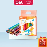 Deli ColorRun Colour Pencil Set Pensel Warna Wood Free Triangular Grip Kanak Kanak (12 Colour-Short)