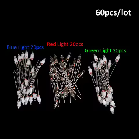 60PC 4*10mm Red Green Blue Red Neon Light Bulb Indicator Light Standard Miniature Bulb Neon Light Bu