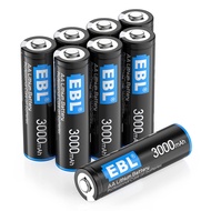EBL 8 Pack 3000mAh 1.5V Lithium AA Batteries - High Performance Constant Volt AA Lithium Metal Non-R