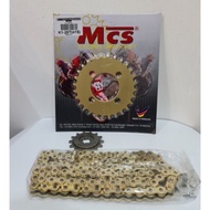 Sprocket Set 415 (Modenas Kriss 100/ CT100/ MR1) 415 Gold Chain + Spoket MCS Gold (1 Set)