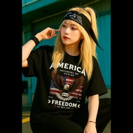 Women's T-shirt with FREEDOM American Eagle Print - American Personality Fashion