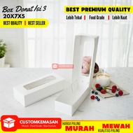 box donat is 25 pcs/box donat isi 3/box donat jendela/box donat 20x7x5/box donat isi 3 putih