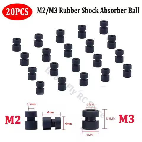 20PCS M2 M3 Rubber Shock Absorber Ball Shock Damping Ball Anti-vibration Ball for F3 F4 F7 Flight Co