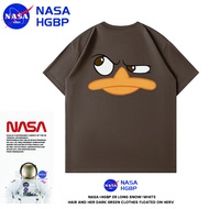 Ready Stock Funny cartoon printed T-shirt Mens Simple Round Neck T-shirt Casual Loose T-Shirt Text P