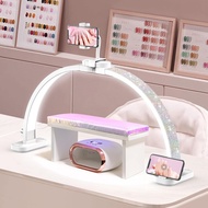 Half Moon Light for Nail Desk 31-inch Manicure Table Light with Phone Holder for Beginner DIY 48W Pr