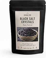 Organic Herb Black Rock Salt Crystals, Kala Namak (Course), Sea Salt, Hand Harvested (Certified Prod