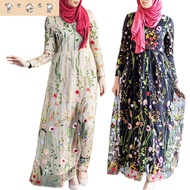 jubah lace muslimah Jubah dress Flower Embroidery Long Sleeve abaya dubai Wedding/banquet/dinner/party dress