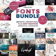 [ FONT ] 126 Awesome Fonts Bundle with Extras for Logo Branding Invitations Wedding Poster Packaging