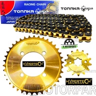 HYPERTECH CHROME GOLD SPROCKET 415 CHAIN O-RING 1 SET LC135 RXZ Y125Z YAMAHA 4HOLE Y15 Y16 RACING OR