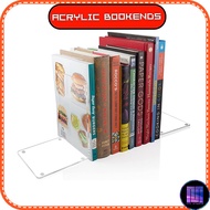 2PCS Acrylic Bookends Clear Invisible Book Ends for Shelves by IMU Studio