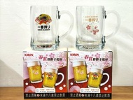 全新 Kirin春賞胖胖手把杯(一套2杯) 447ml 絕版 限量 麒麟 kirin 櫻花 一番搾 啤酒杯 生啤杯 杯