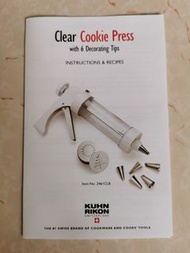 Kuhn Rikon Switzerland Clear Cookie Press with 6 Decorating Tips