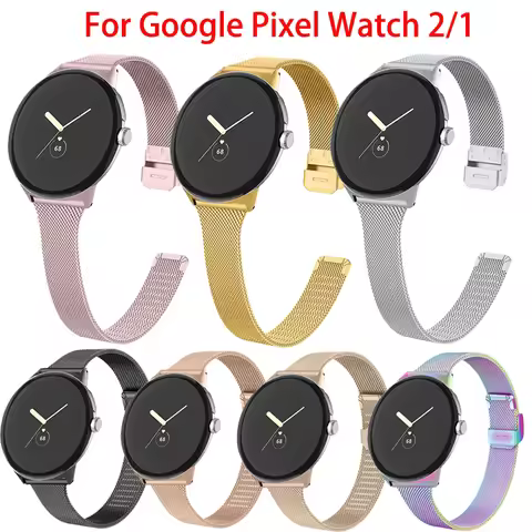 Slim Milanese Strap For Google Pixel Watch 2 No Gap Mesh Wristband Stainless Band For Google Pixel W