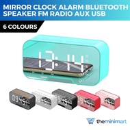 Mirror Alarm Clock Bluetooth Speaker Digital Clock FM Radio Phone Stand LED