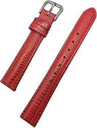14mm Red Genuine Leather Watch Band | Teju Lizard Grained, Lightly Padded Replacement Wrist Strap th