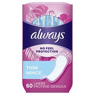 Always Thin No Feel Protection Daily Liners Regular Absorbency Unscented, 60 Count - Pack of 4 (240 