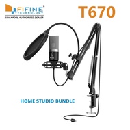 Fifine T670 USB Microphone (K670) with Studio Bundle Kit - ZERO-Latency Monitoring Jack for Streaming Podcasting on Mac/Windows