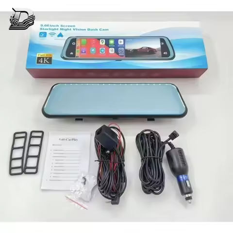 9.66 Inch 2K Car Mirror Carplay & Android Auto Wireless Dual Lens 1080P Video Recorder Car Dvr Navig