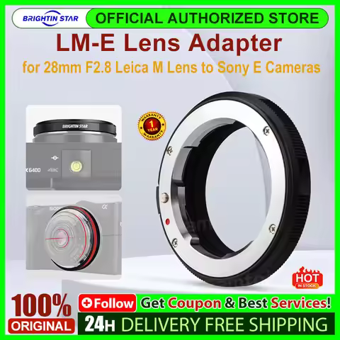 Brightin Star Lens Adapter for 28mm F2.8 Leica M Lens to for Sony E Mount Camera A7R A7C A7M A7S ALP