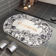 Flowers Design Indoor Floor Mats Strong Water Absorption Non-Slip Imitation Cashmere Door Mats Bathr