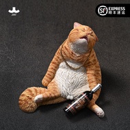 JXK Drunk Kitten Simulation Model Rotten Cat Doll Figure Trendy Play Decoration Resin Cute Doll Gift