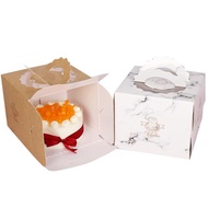 Kraft paper double-layer heightening 6 8 10 12 inch portable birthday cake box 60 80 marble packaging
