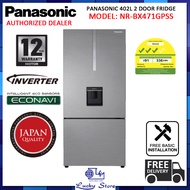 (Bulky) PANASONIC NR-BX471GPSS 402L 2 DOOR BOTTOM FREEZER REFRIGERATOR WITH WATER DISPENSER, INVERTER, FREE DELIVERY