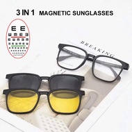 3 IN 1 Magnetism Glasses Myopic Magnetic Spectacles Night Driving Eyewear Prescription Eyeglasses An