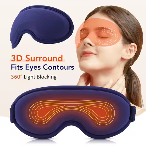 5-Level Hot Compress Electric Eye Massage 6 Vibration Heated Eye Mask 3D Eye Massage Help Sleep Shad