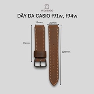 Genuine Cow Leather Strap for CASIO F91W F94W, Metal Buckle, Many Colors_ SAGO Leather Wallet
