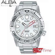 ALBA Mini Monster นาฬิกาข้อมือผู้ชาย สายสแตนเลส รุ่น AG8M09X1 / AG8M09X (สีเงิน/หน้าปัดสีขาว)