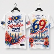 Hari Merdeka 2026 Malaysia T-Shirt. 69th Independence Day Jalur Gemilang Patriotic Tee. Full Sublima