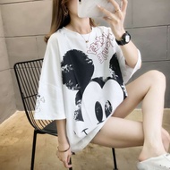 chaochao shop เสื้อยืดแฟชั่นผู้หญิงลายทางแขนสั้นคอกลม เนื้อผ้าดีใส่สบาย! New Fashion womens #HAN SY 